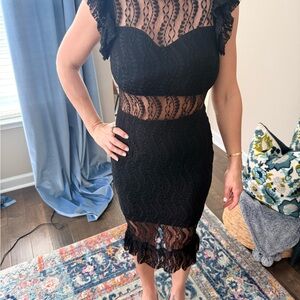 Chic Black Lace Midi Dress